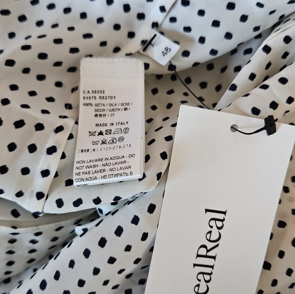 AGNONA Black Polka dot Silk Shirt Dress 46 - Picture 5 of 6